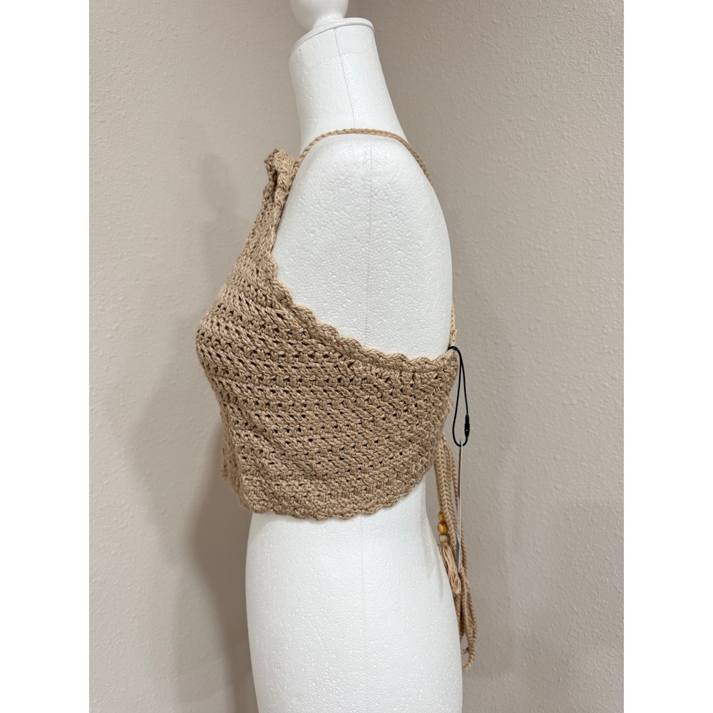 Crochet Halter Top Tan Festival, Coastal, Beach Size Medium - Picture 2 of 8
